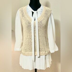 Lauren Conrad Women’s Long Sleeve Professional  Top Sz M Mock 2 Piece